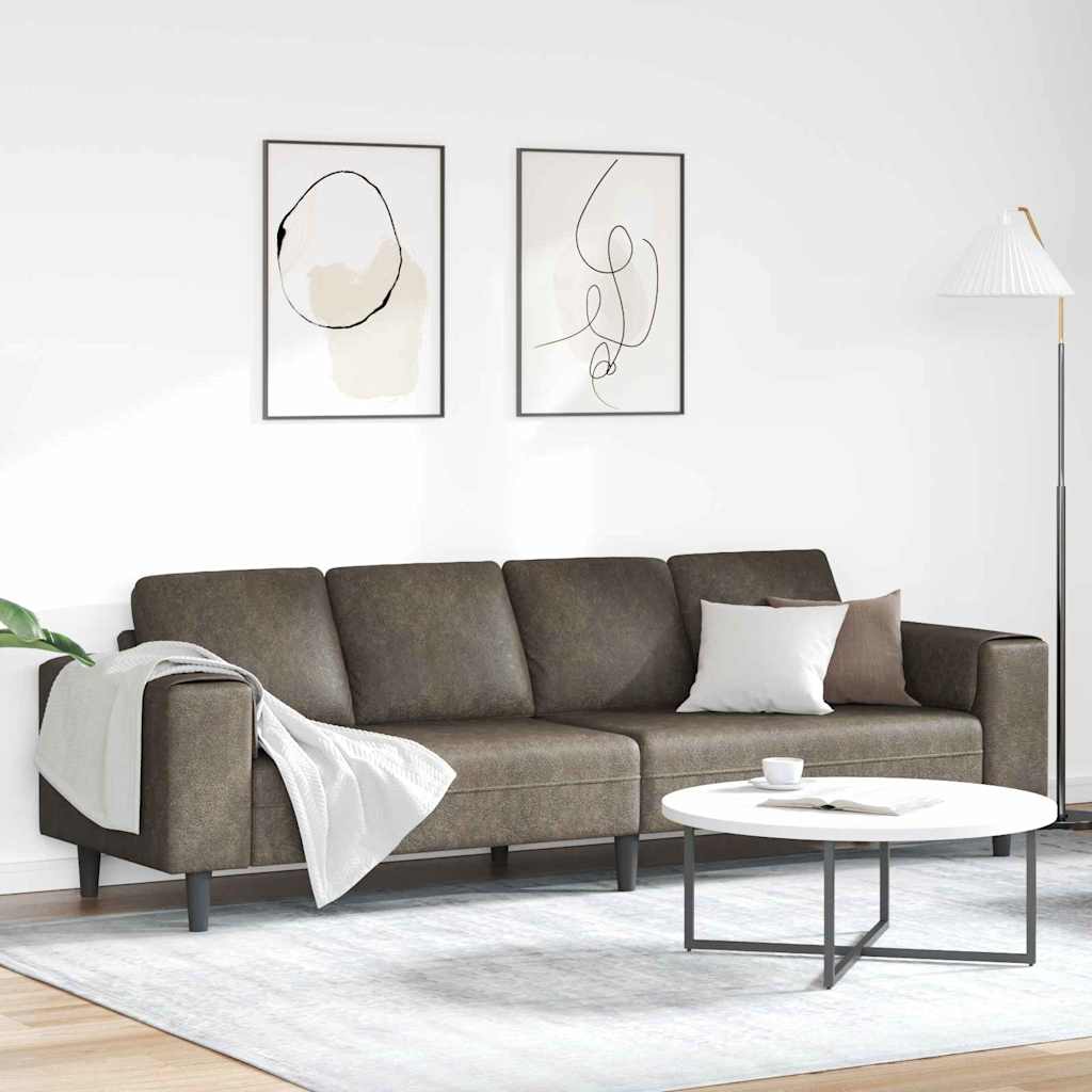 Sofa Sæt Mørkegrå Faux suede læder
