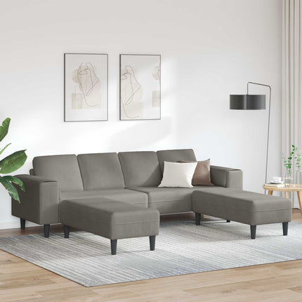 Sofa Lysegrå 250 x 188 x 76 cm Velourstof
