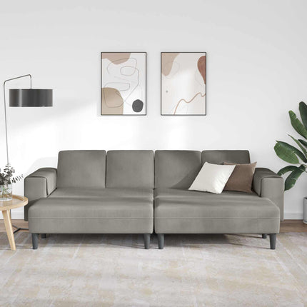 Sofa Lysegrå 250 x 188 x 76 cm Velourstof