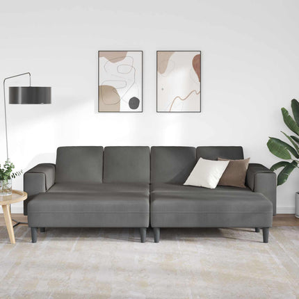 Sofa Mørkegrå 250 x 188 x 76 cm Velourstof