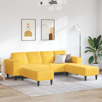 Sofa Lys Gul 250 x 188 x 76 cm Velourstof