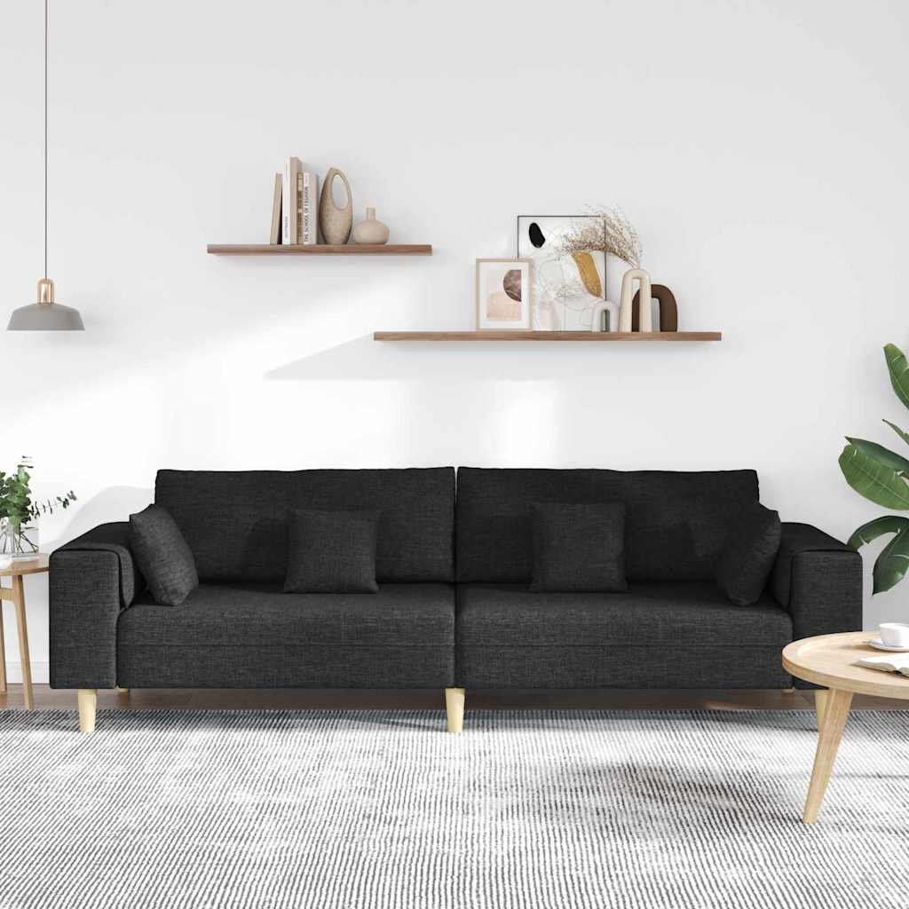 Stof sofa med pude Sort 208 cm Stof