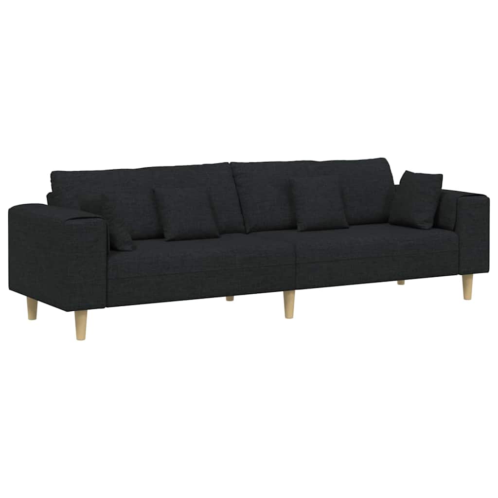 Stof sofa med pude Sort 208 cm Stof