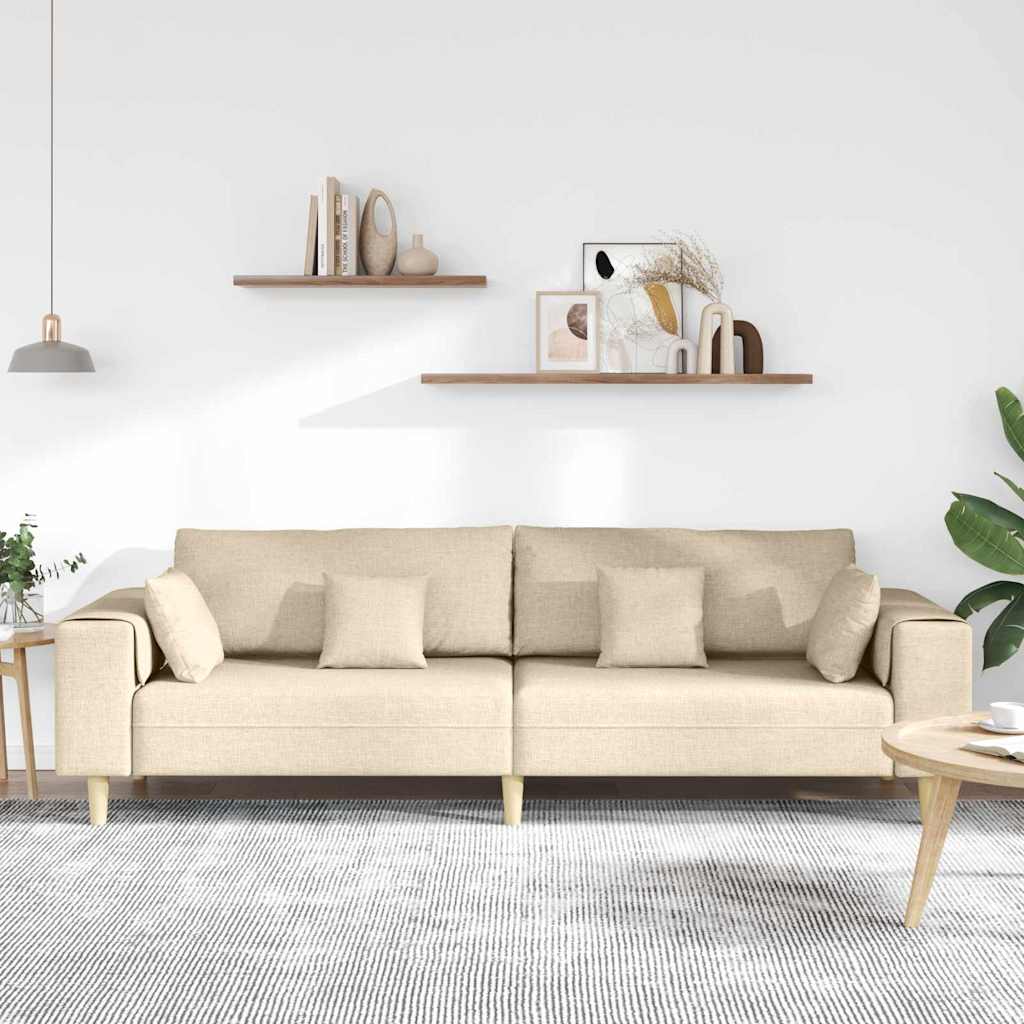 Stof sofa med pude Creme 208 cm Stof