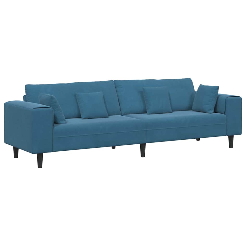 Fløjls Sofa med pude Blå 208 cm Fløjl