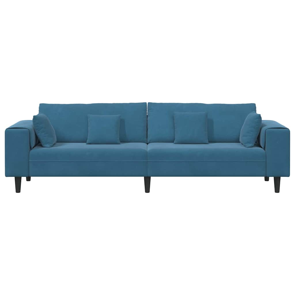 Fløjls Sofa med pude Blå 208 cm Fløjl