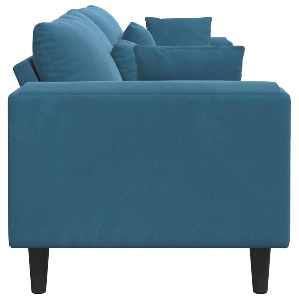 Fløjls Sofa med pude Blå 208 cm Fløjl