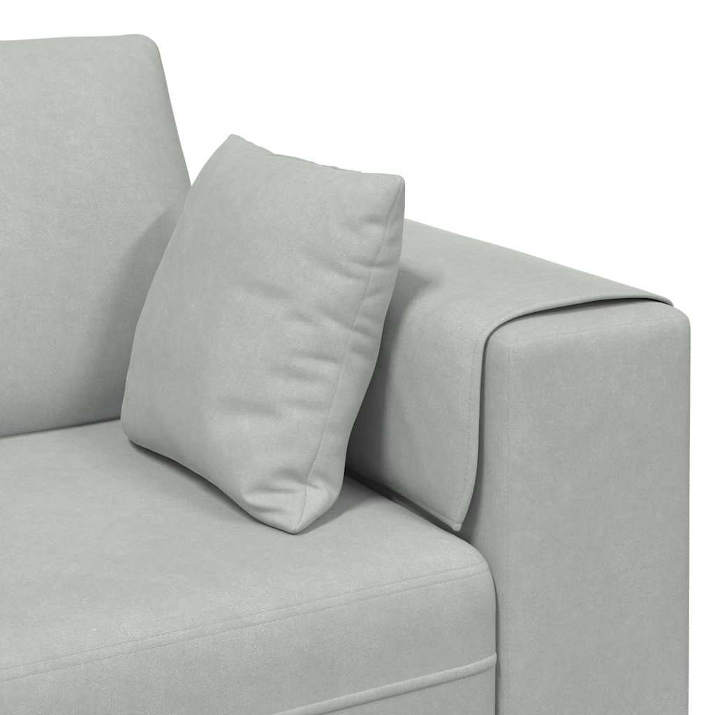 Fløjls Sofa med pude Lysegrå 208 cm Fløjl