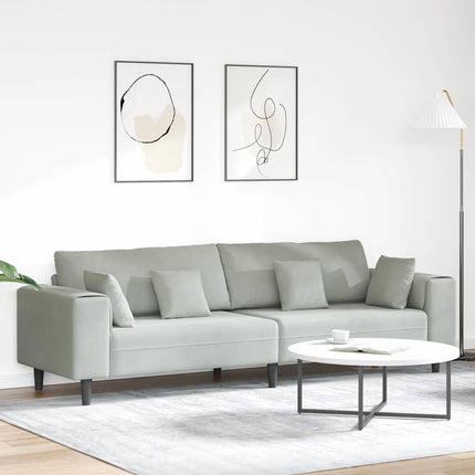 Sofa Lysegrå 250 x 77 x 76 cm Fløjl