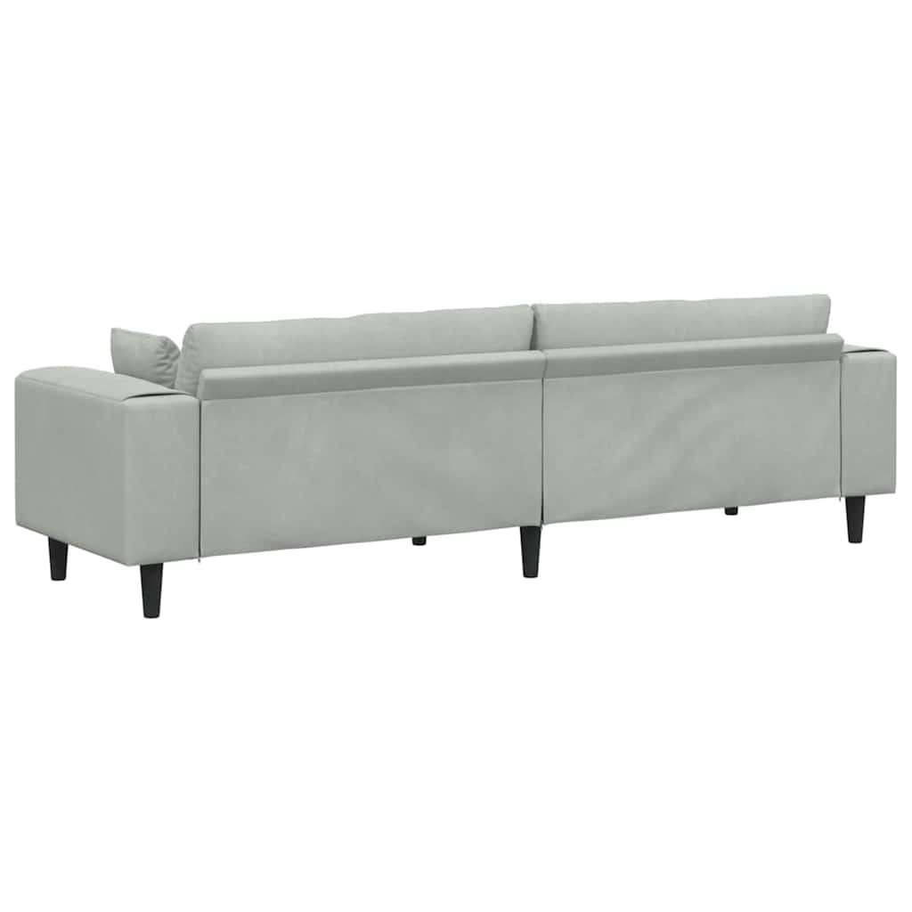 Fløjls Sofa med pude Lysegrå 208 cm Fløjl