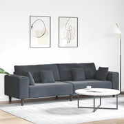 Fløjls Sofa med pude Mørkegrå 208 cm Fløjl