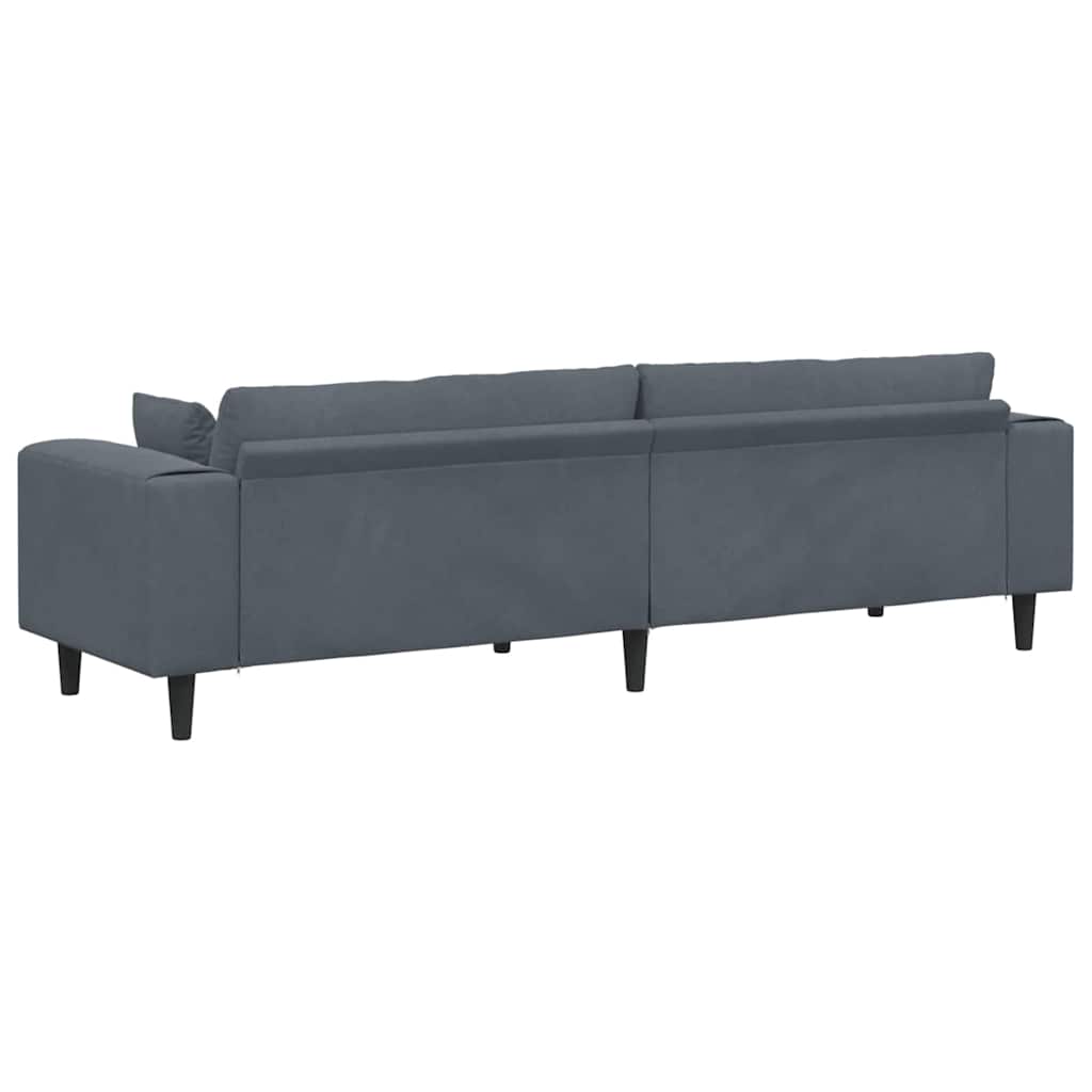 Fløjls Sofa med pude Mørkegrå 208 cm Fløjl