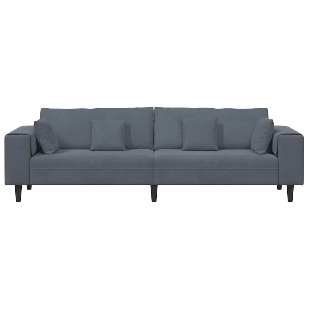 Fløjls Sofa med pude Mørkegrå 208 cm Fløjl