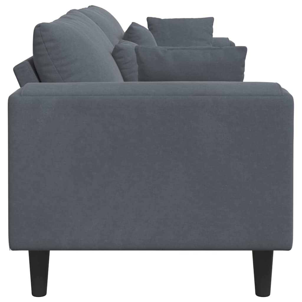 Fløjls Sofa med pude Mørkegrå 208 cm Fløjl