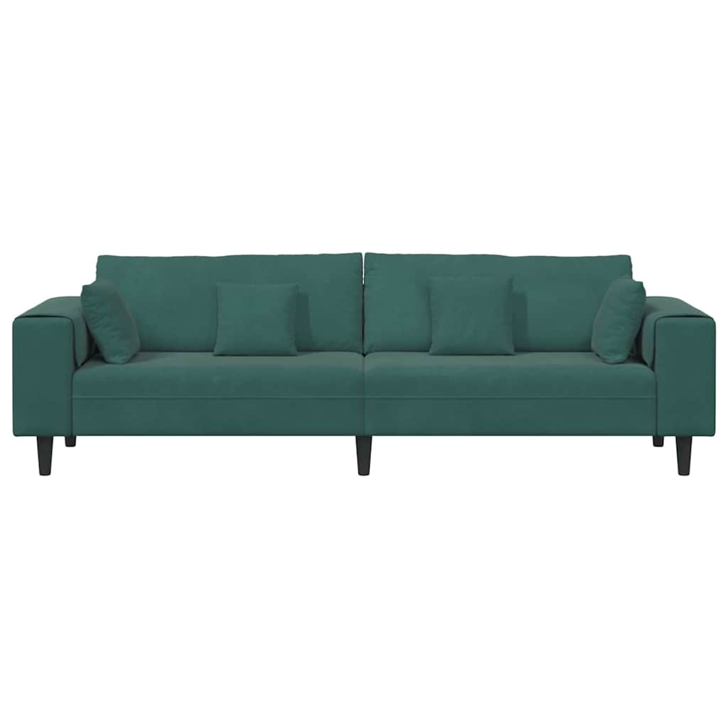 Fløjls Sofa med pude Mørkegrøn 208 cm Fløjl