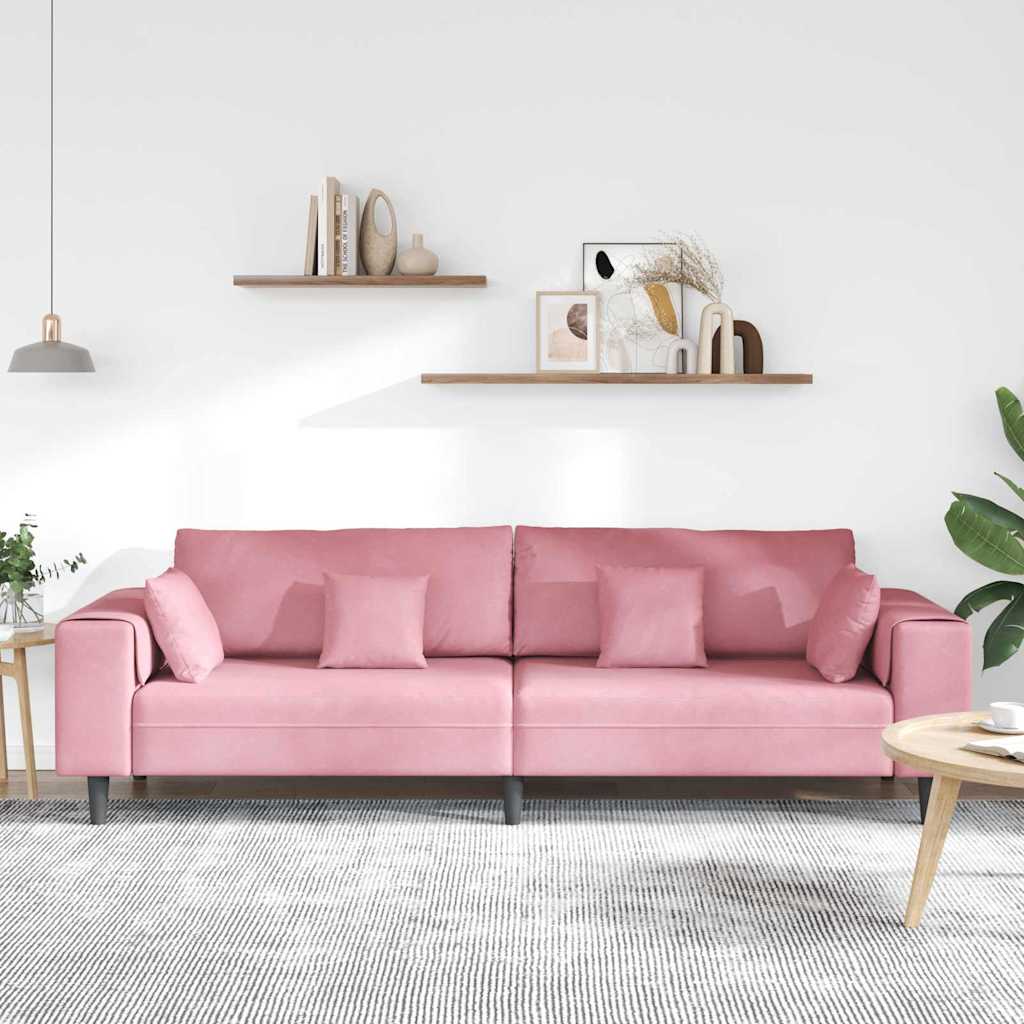 Fløjls Sofa med pude Lyserød 209 cm Fløjl