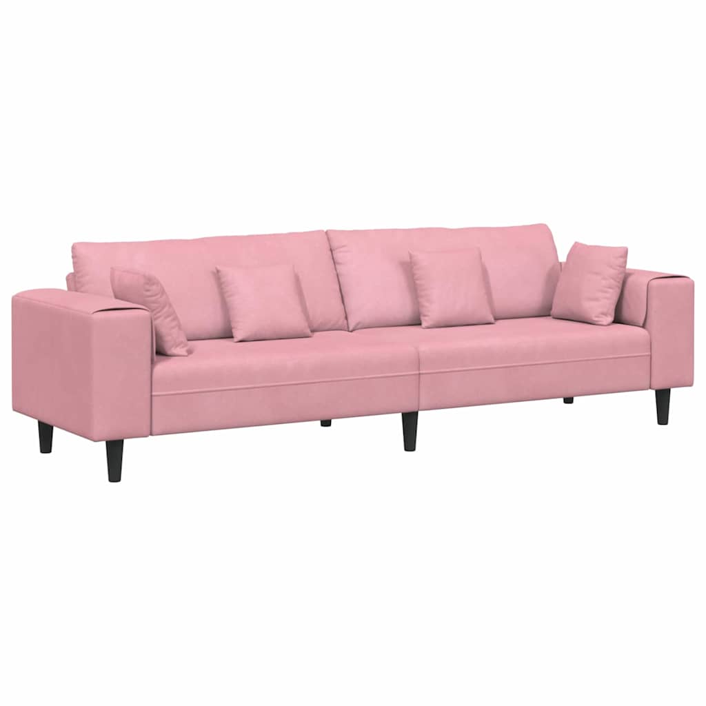 Fløjls Sofa med pude Lyserød 209 cm Fløjl