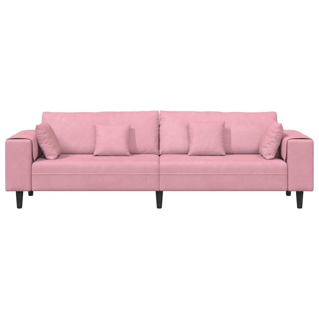 Fløjls Sofa med pude Lyserød 209 cm Fløjl