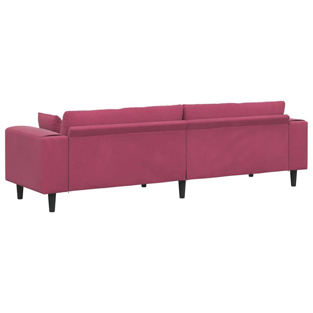 Fløjls Sofa med pude Vinrød 208 cm Fløjl