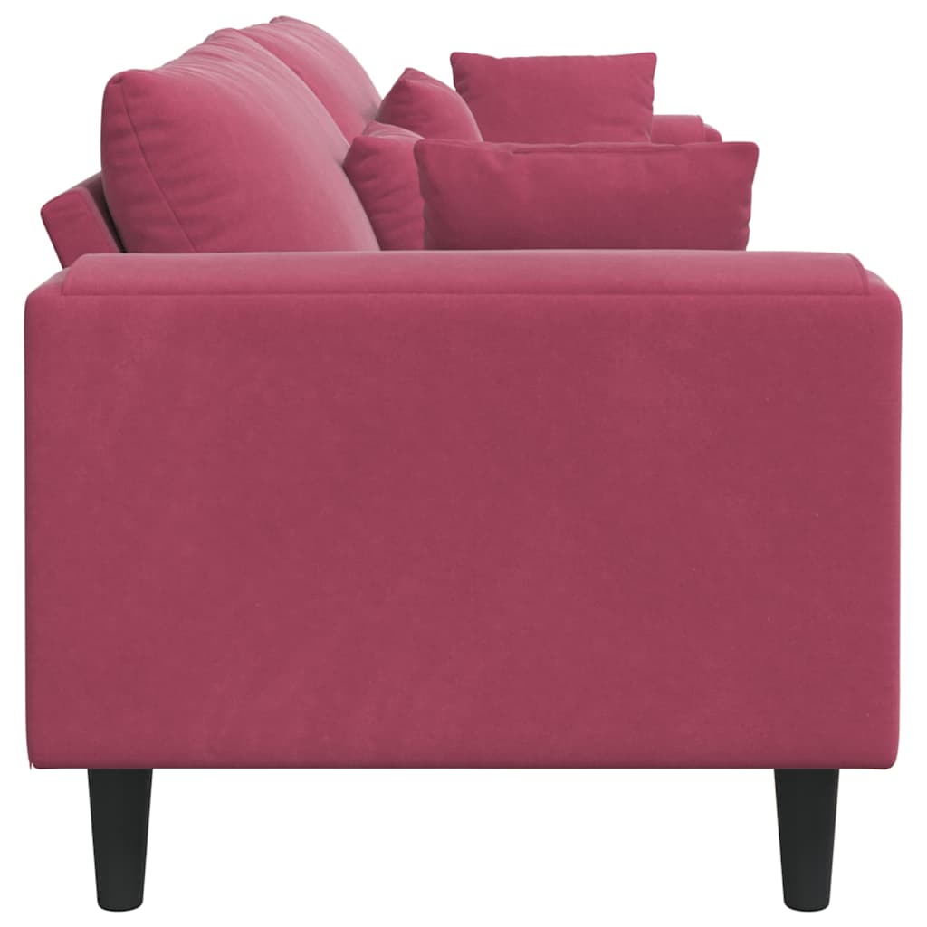 Fløjls Sofa med pude Vinrød 208 cm Fløjl