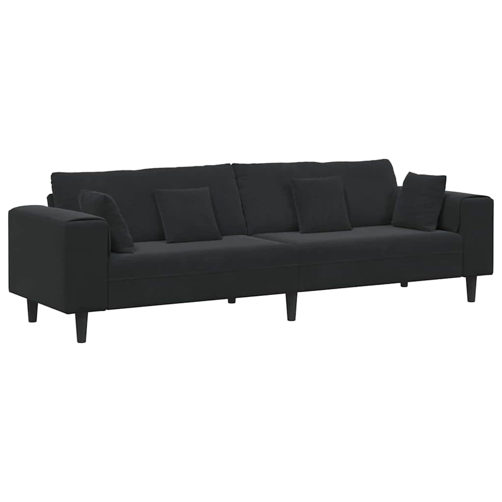 Fløjls Sofa med pude Sort 208 cm Fløjl