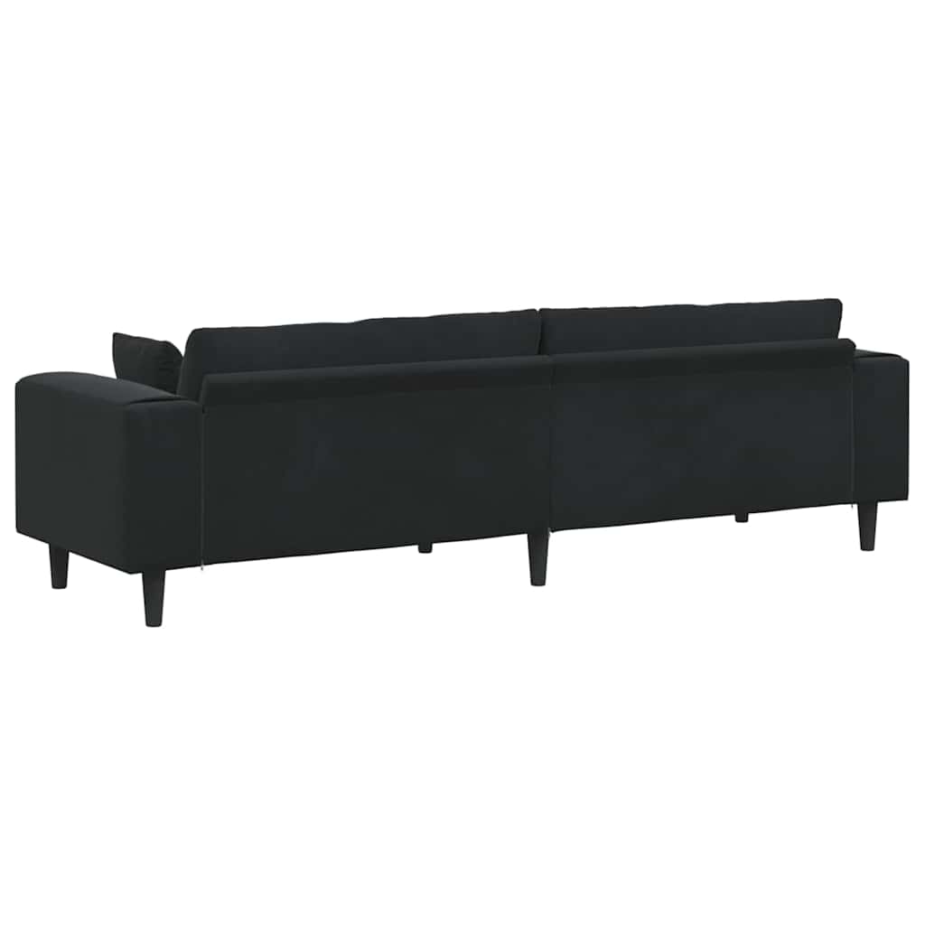 Fløjls Sofa med pude Sort 208 cm Fløjl
