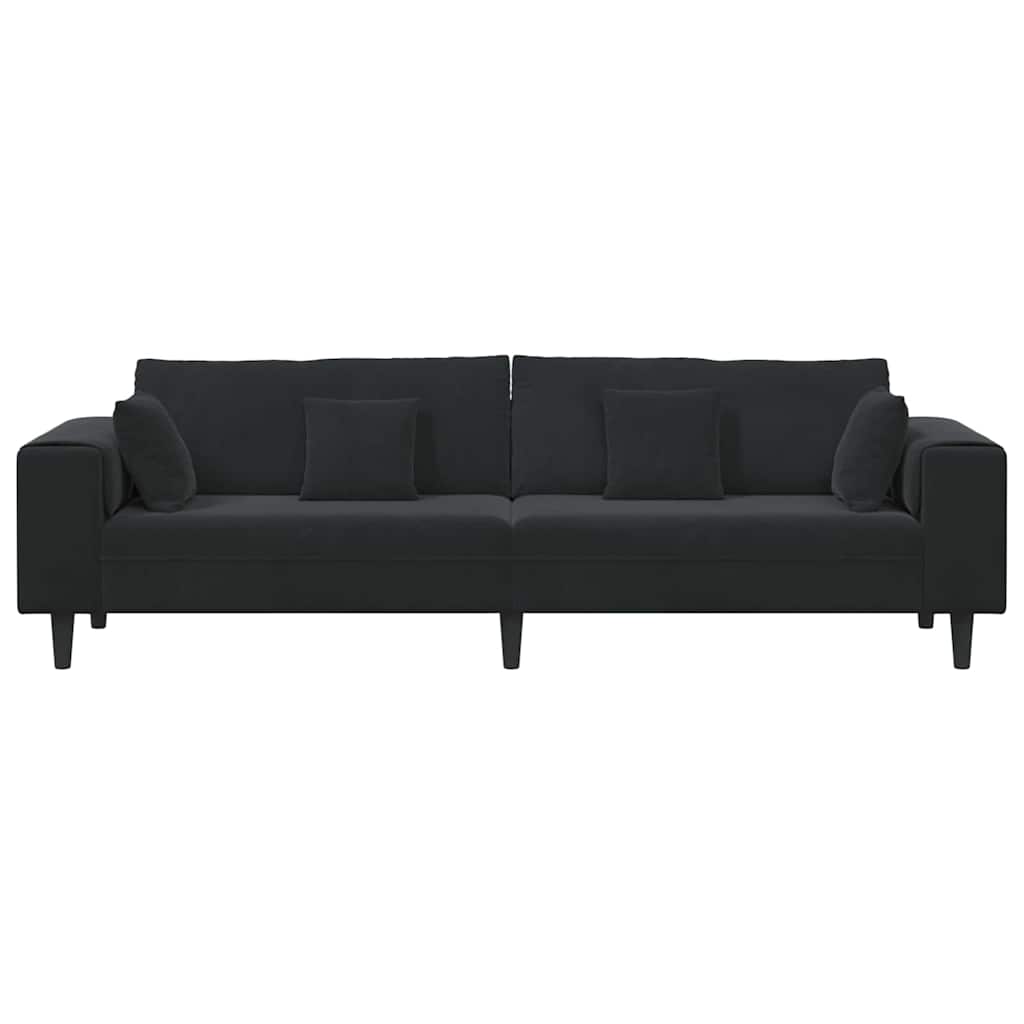 Fløjls Sofa med pude Sort 208 cm Fløjl