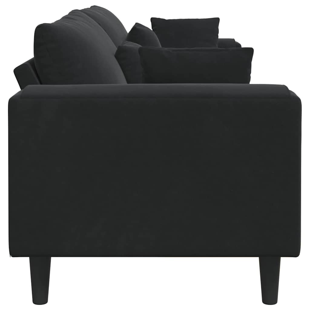 Fløjls Sofa med pude Sort 208 cm Fløjl