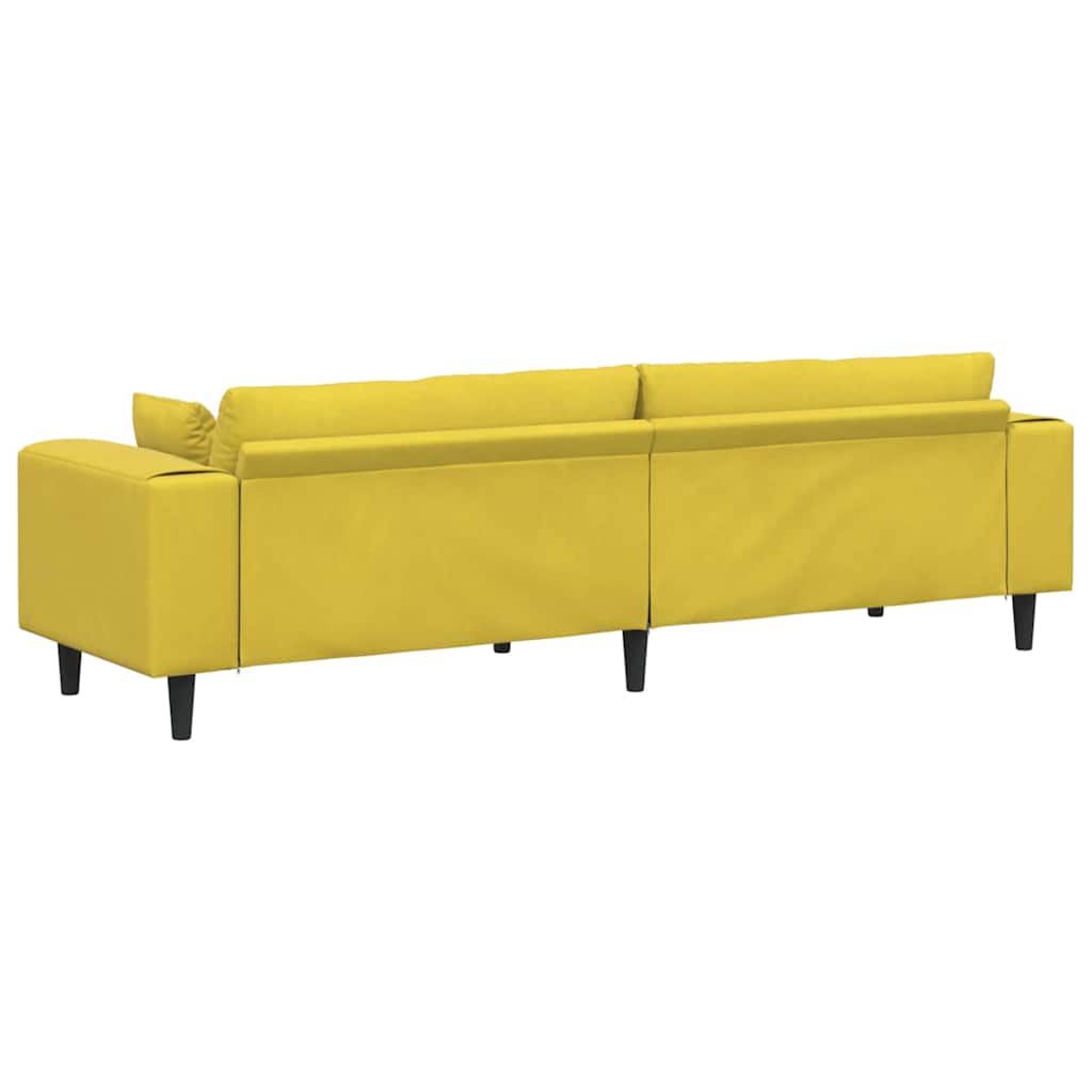 Fløjls Sofa med pude Gul 210 cm Fløjl