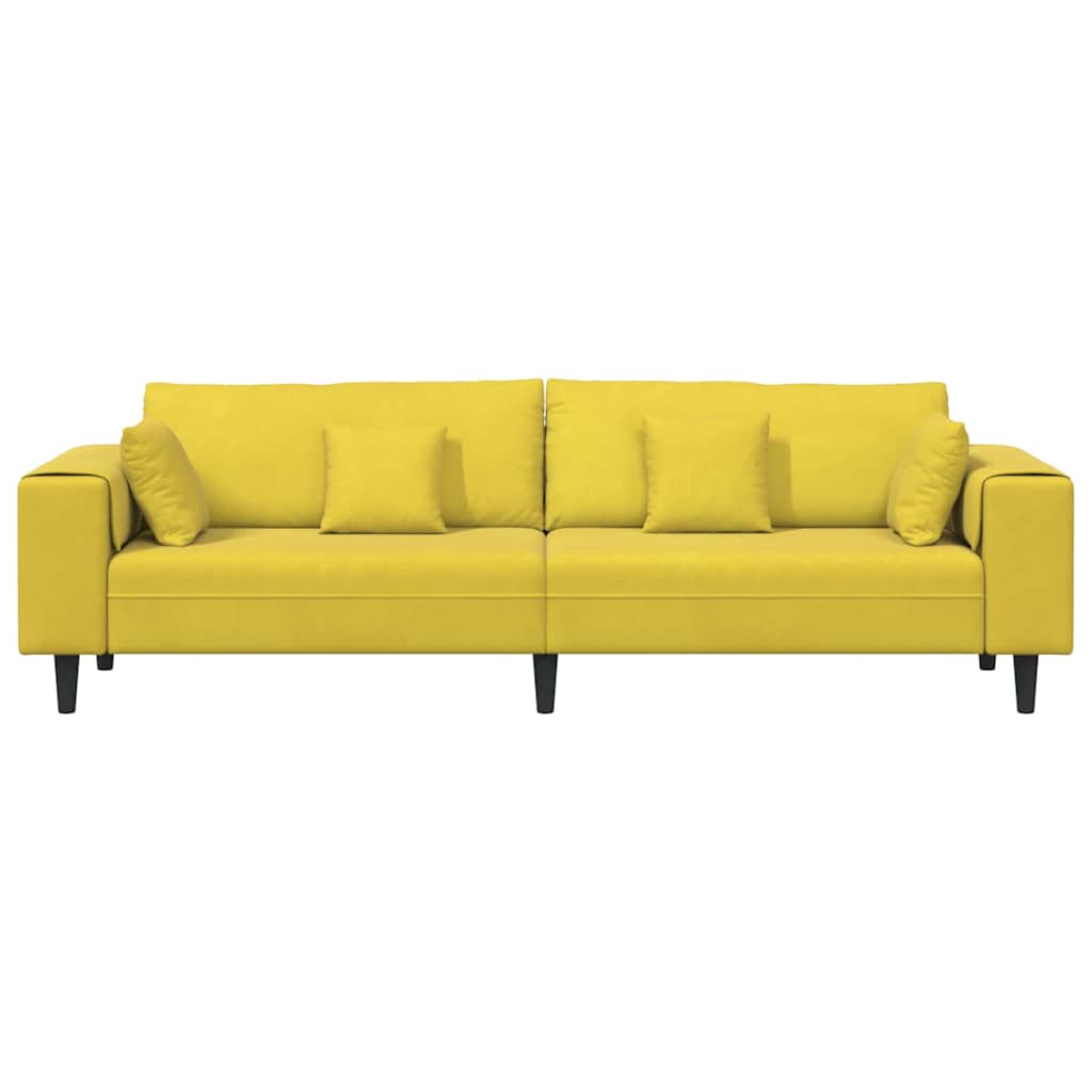 Fløjls Sofa med pude Gul 210 cm Fløjl