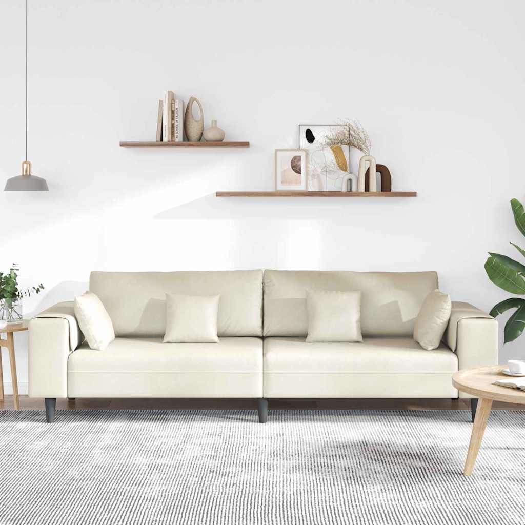 Fløjls Sofa med pude Creme 208 cm Fløjl