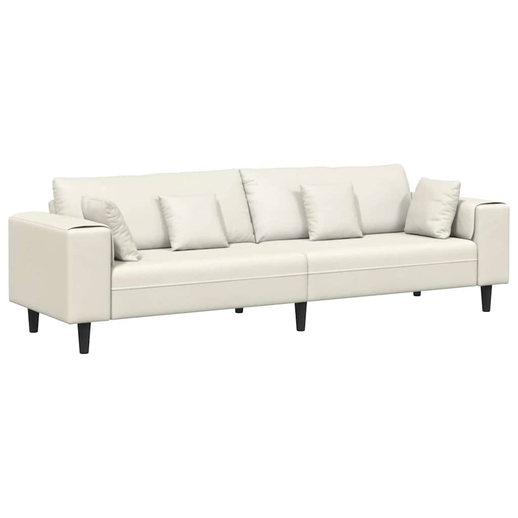 Fløjls Sofa med pude Creme 208 cm Fløjl