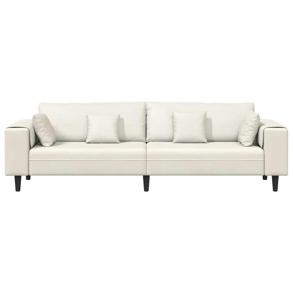 Fløjls Sofa med pude Creme 208 cm Fløjl
