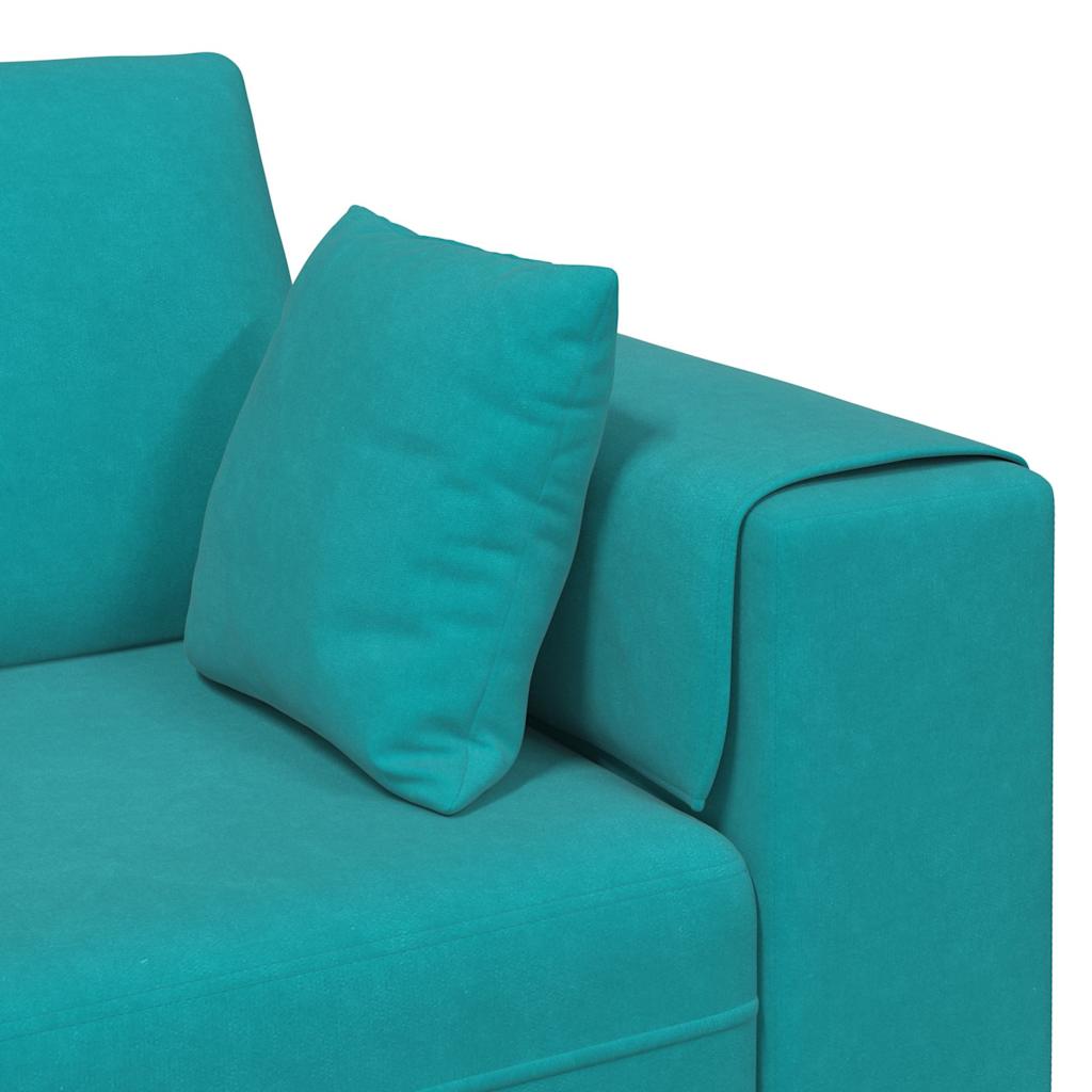 Fløjls Sofa med pude Turkis 208 cm Fløjl