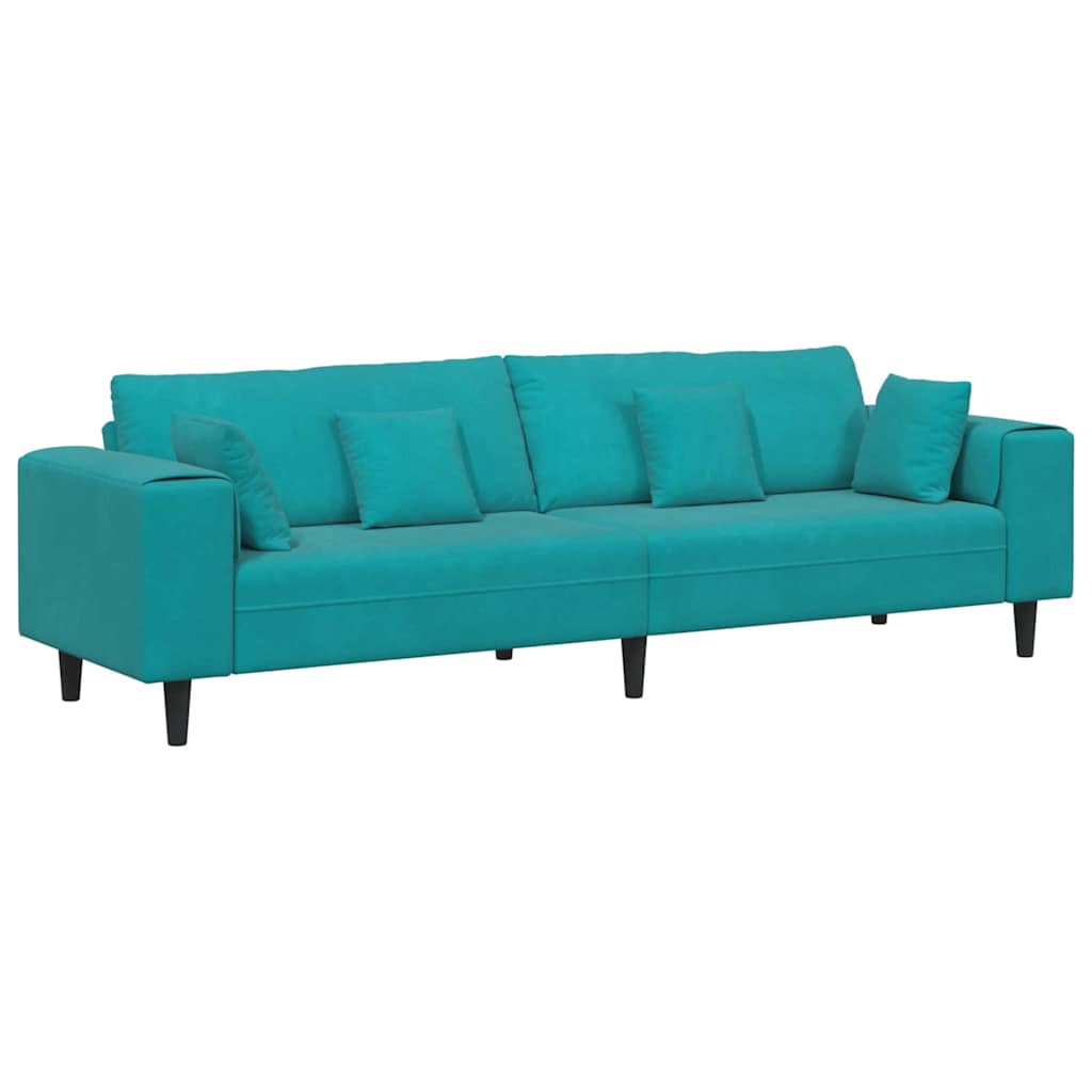 Fløjls Sofa med pude Turkis 208 cm Fløjl