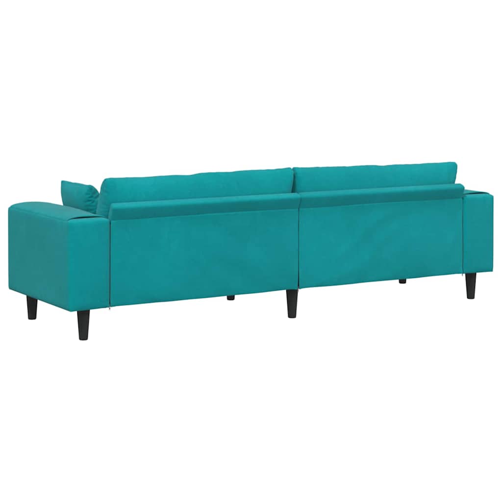 Fløjls Sofa med pude Turkis 208 cm Fløjl