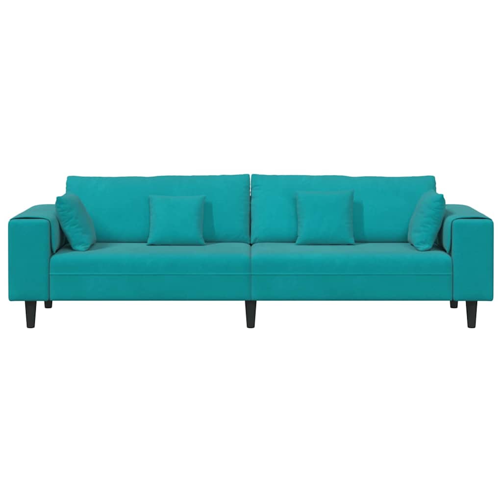 Fløjls Sofa med pude Turkis 208 cm Fløjl