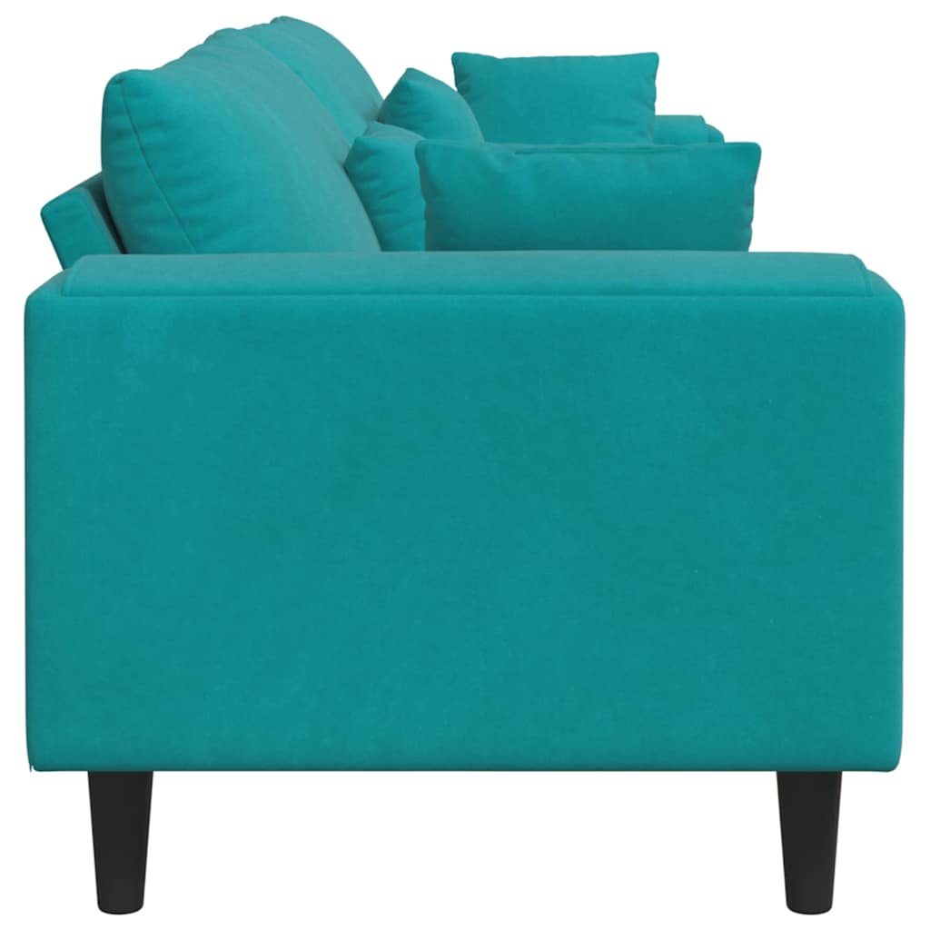 Fløjls Sofa med pude Turkis 208 cm Fløjl
