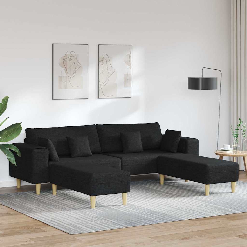 Stof sofa med pude Sort 208 cm Stof