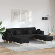 Stof sofa med pude Sort 208 cm Stof