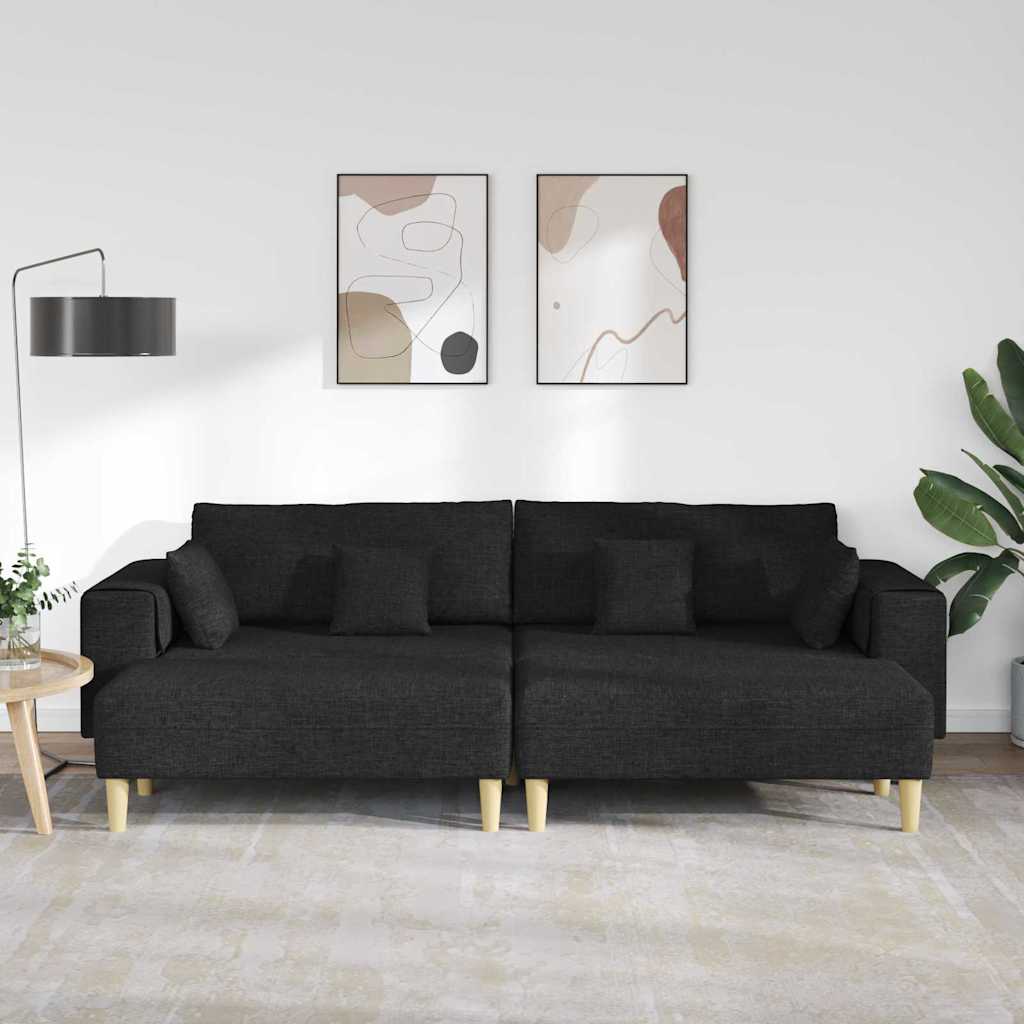 Stof sofa med pude Sort 208 cm Stof
