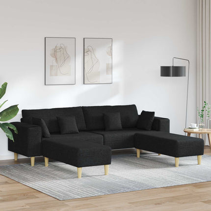 Sofa med pude 3 pcs Sort Stof