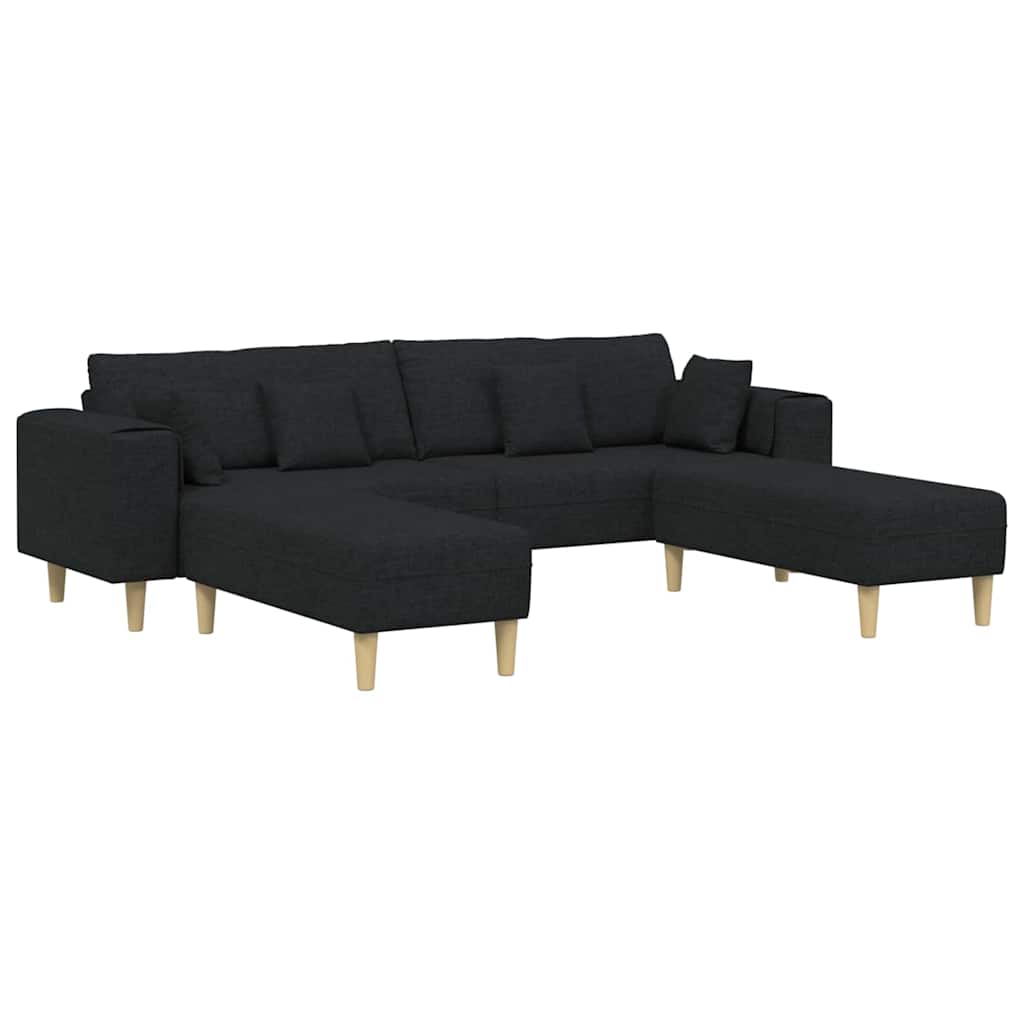 Stof sofa med pude Sort 208 cm Stof