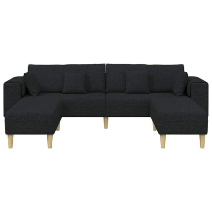Sofa med pude 3 pcs Sort Stof