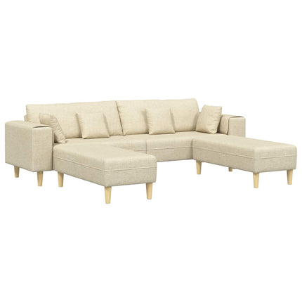 Sofa med pude 3 pcs Creme Stof
