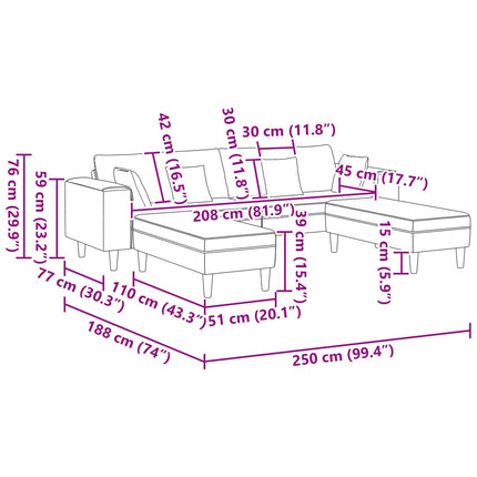 Sofa med pude 3 pcs Blå Stof