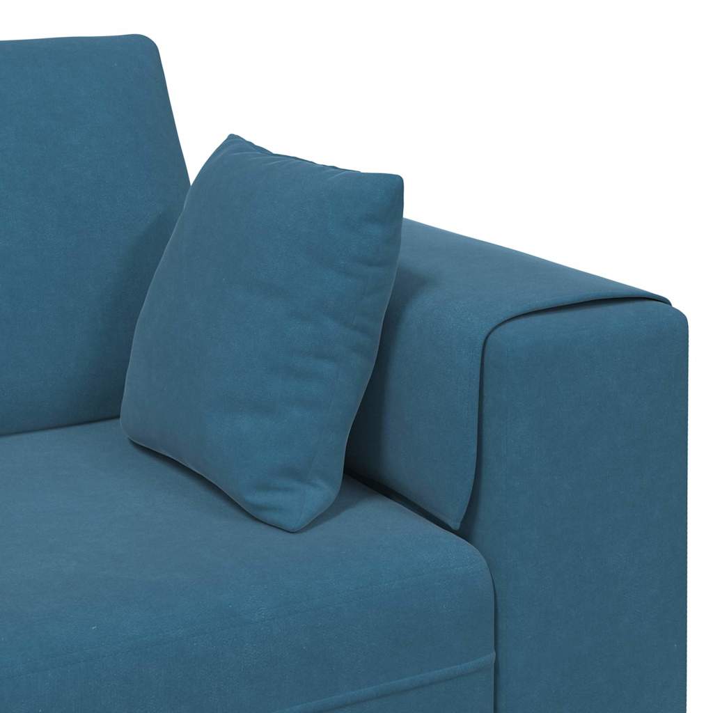 Fløjls Sofa med pude 3 pcs Blå 208 cm Fløjl