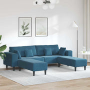 Fløjls Sofa med pude 3 pcs Blå 208 cm Fløjl