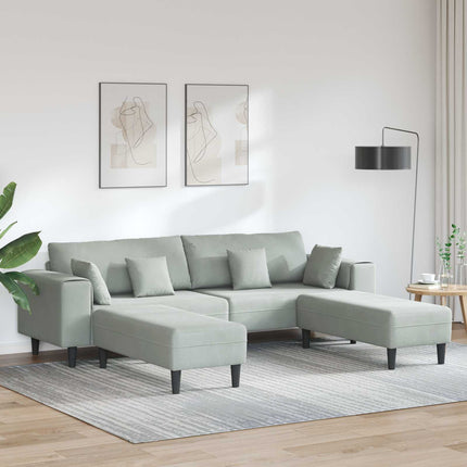 Sofa 3 pcs Lysegrå 250 x 188 x 76 cm Fløjl