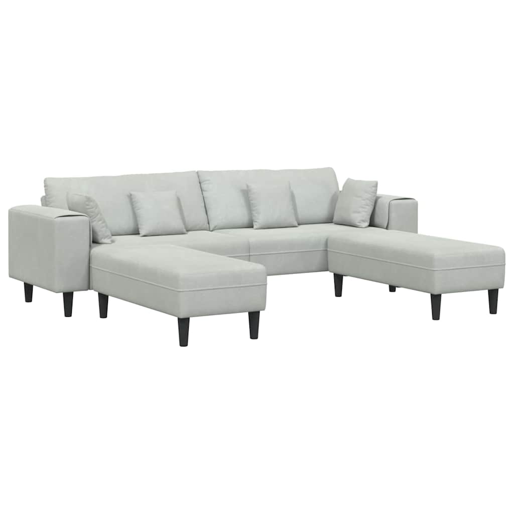 Fløjls Sofa med pude 3 pcs Lysegrå 208 cm Fløjl
